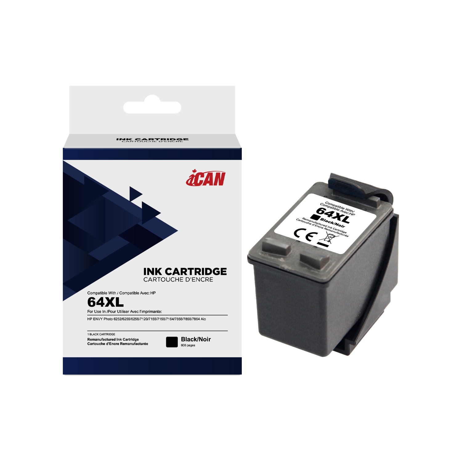 iCan Cartouche d'encre noire HP 64XL (Remanufacturée)
