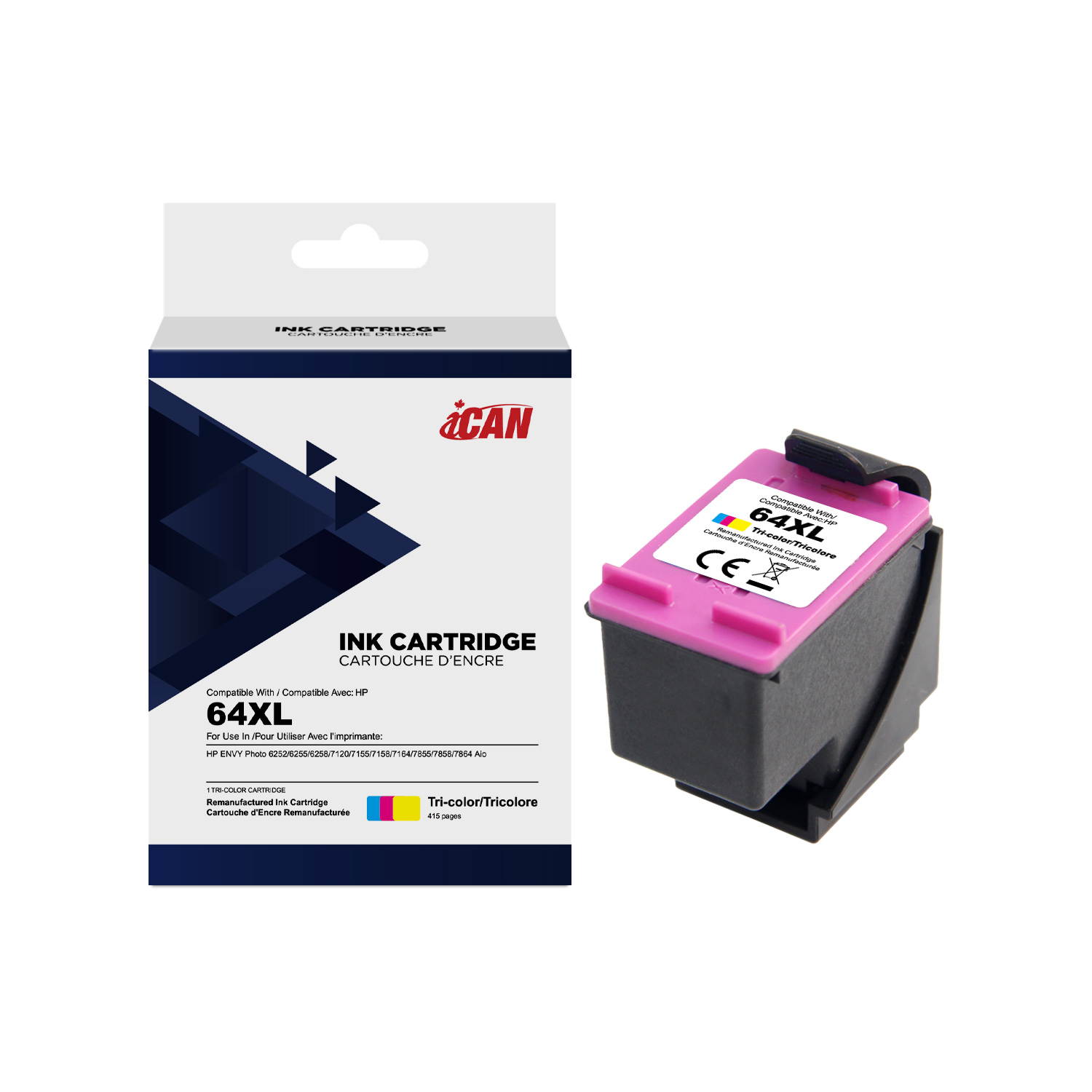 iCan Cartouche d'encre tricolore HP 64XL (Remanufacturée)