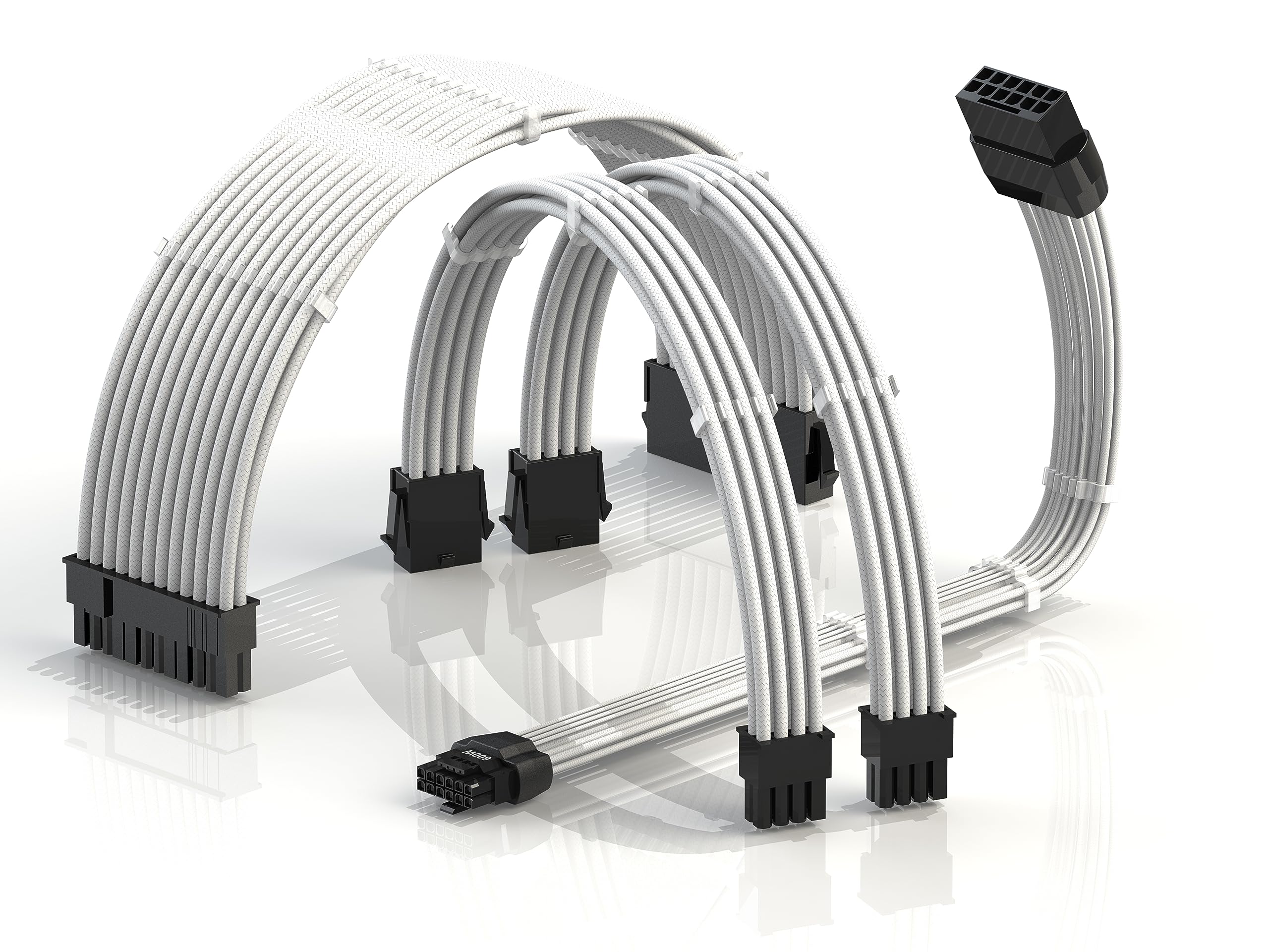 iCAN AVA 12VHPWR PCIE 5.0 Power Extension Cables, 600W 16AWG, UL-Rated, Sleeved Jacket, Molded Plugs, 4 Pcs Kit for RTX4000 ...