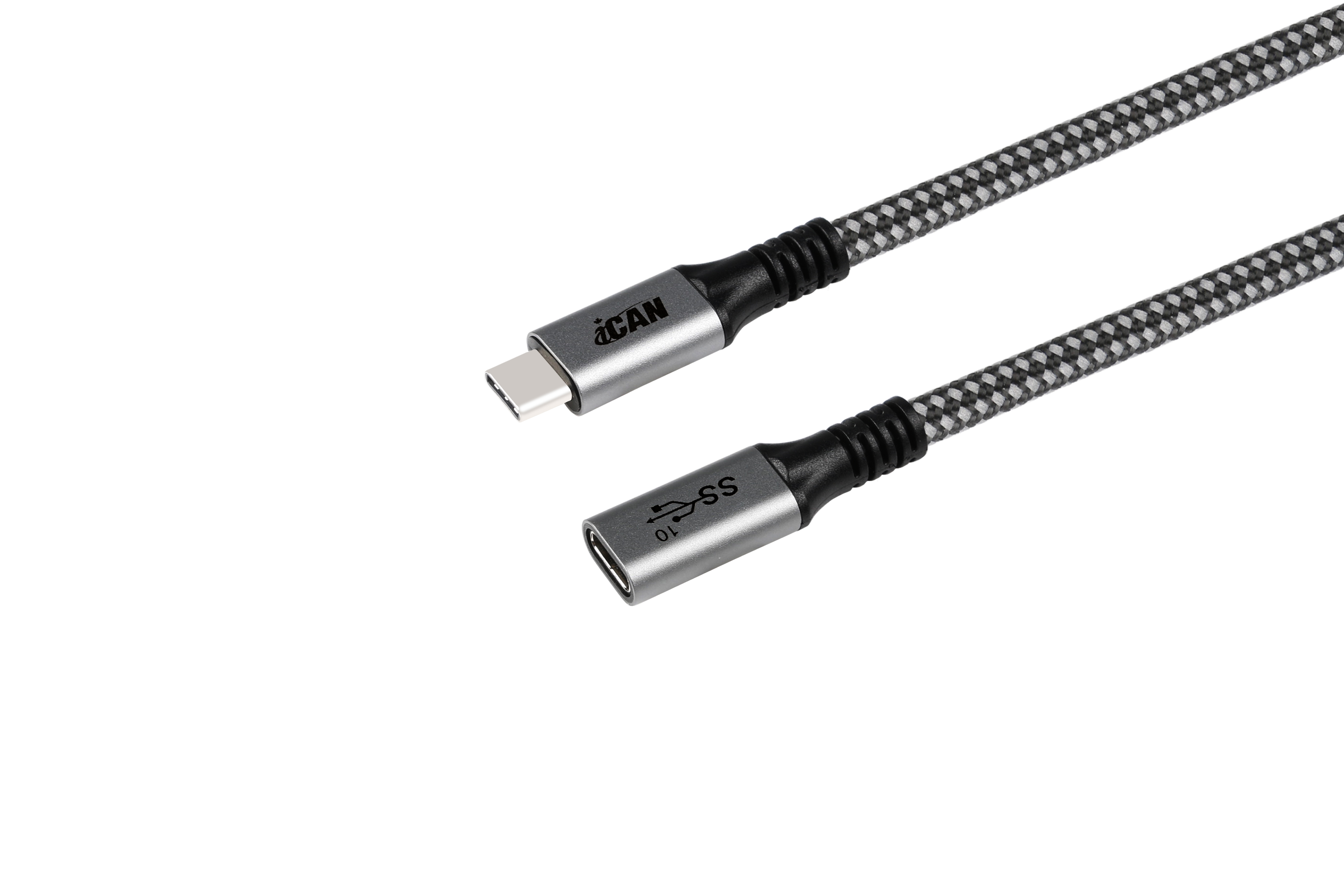 Câble iCAN USB 3.1 Type-C Mâle vers Type-C Femelle, 100W, 3,3 pieds