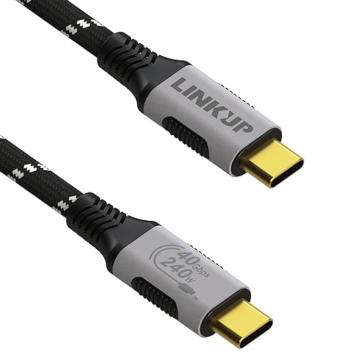 LINKUP - 6ft USB 4.0 240W 40Gbps Type-C Thunderbolt 3/4, 8K@60Hz Video, Durable Sleeved Cable