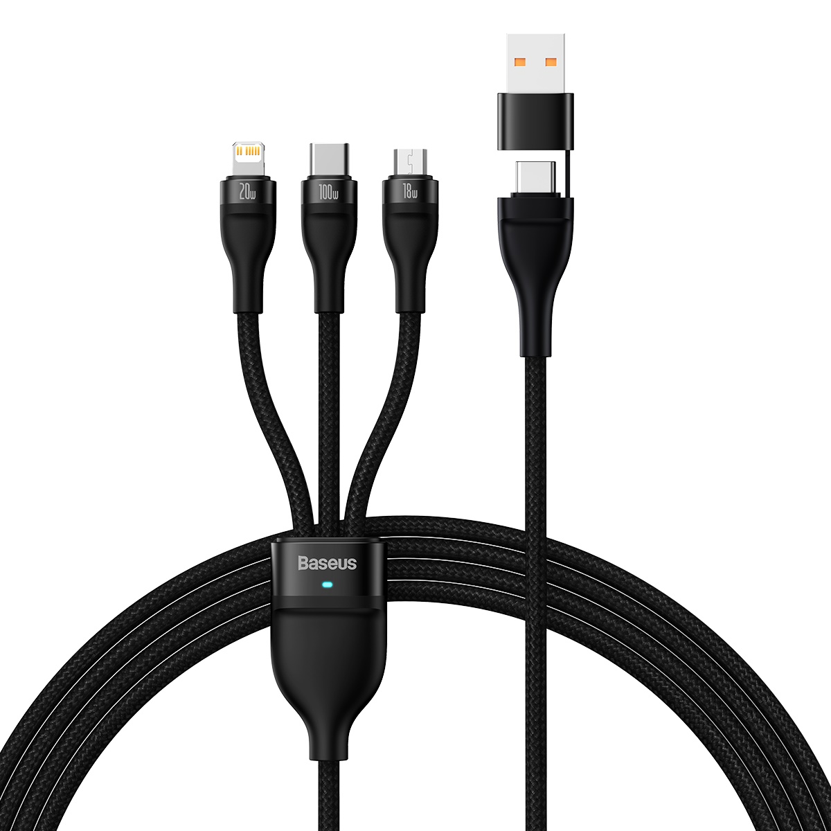 Baseus Two-for-three Charging Cable U+C to M+L+C 100W