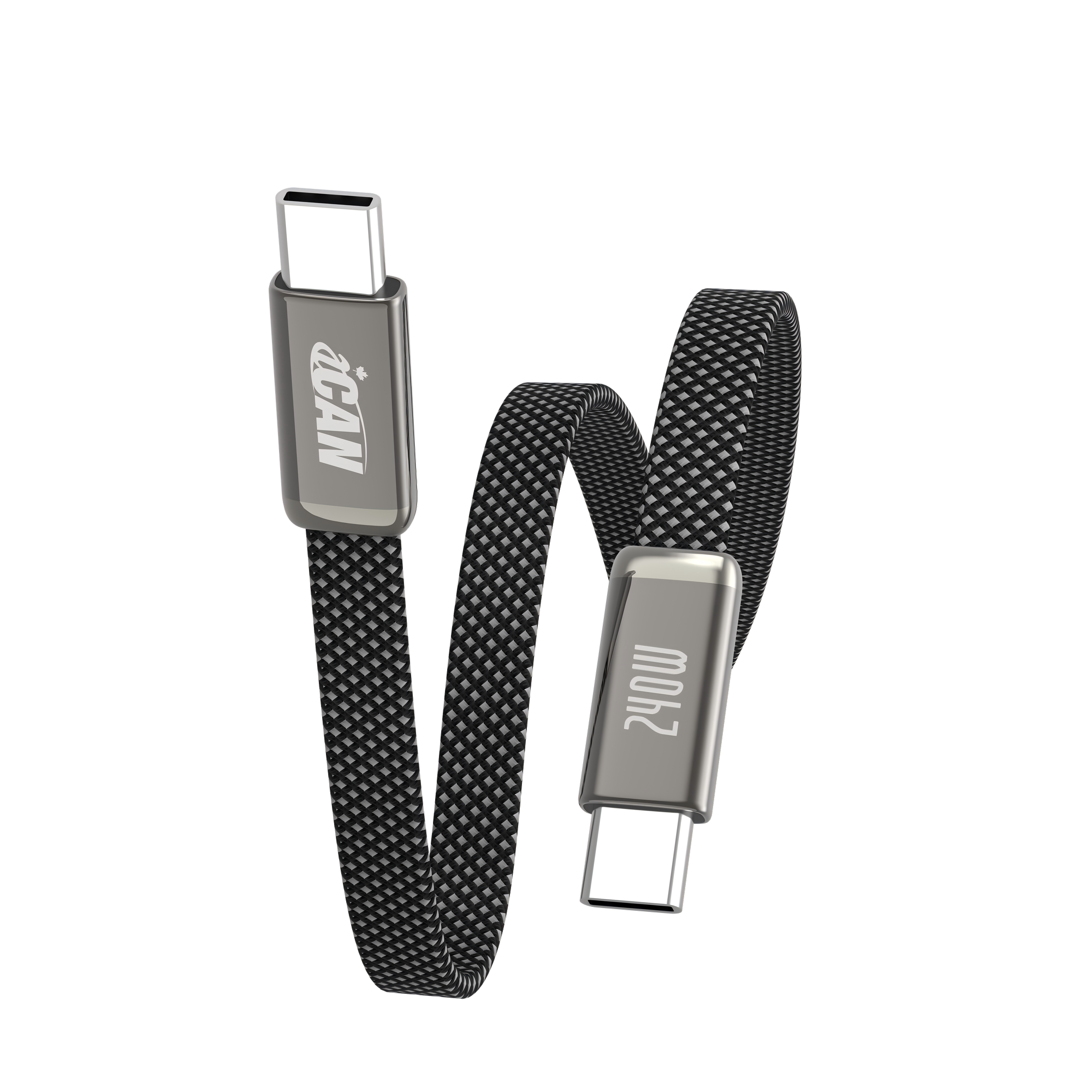 iCAN USB 2.0 Ultra-thin Type-C Male to Male Flat Cable, 240W, 3ft