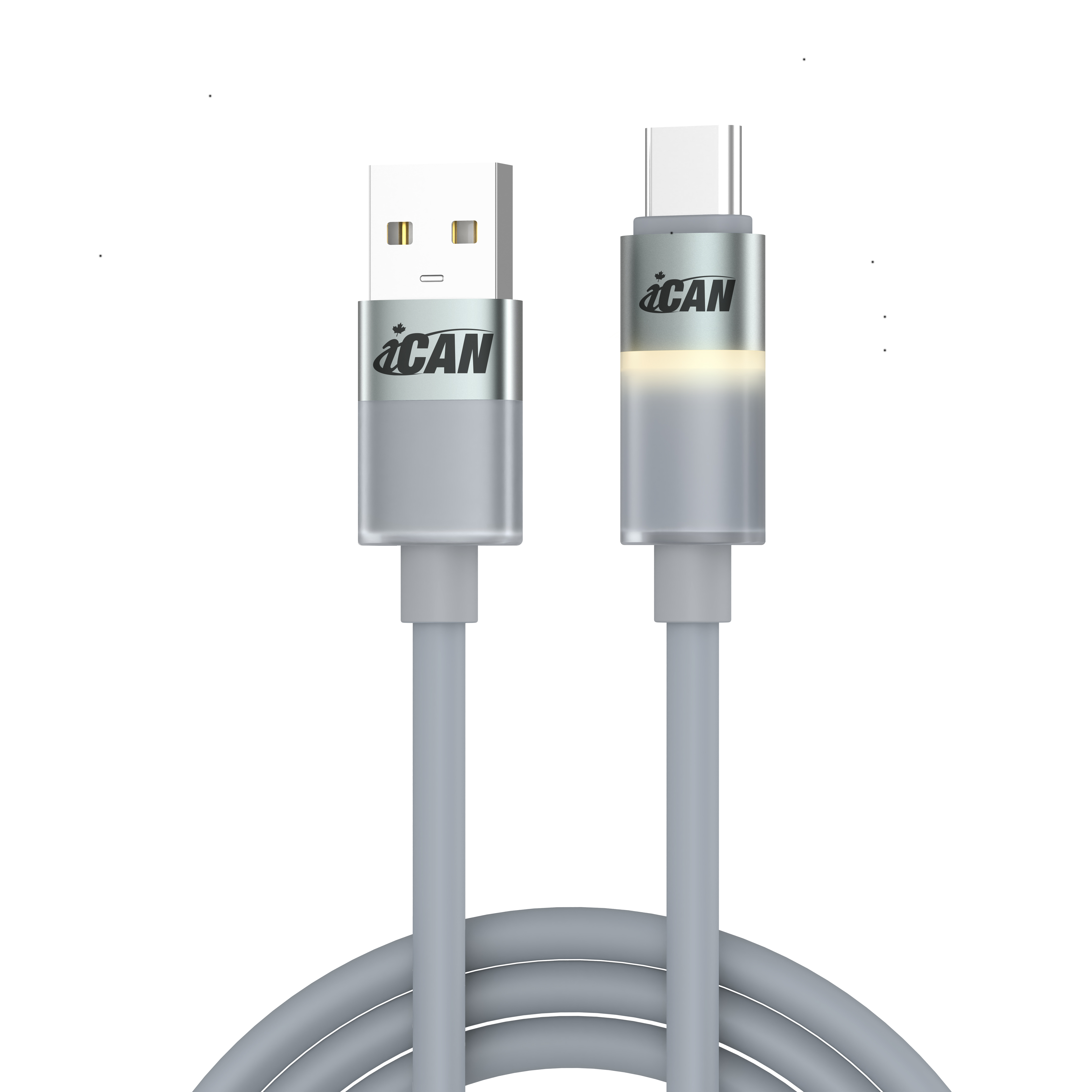 Câble iCAN LED Chaud USB 2.0 Type-A Mâle vers Type-C Mâle, 3A, 6 pieds