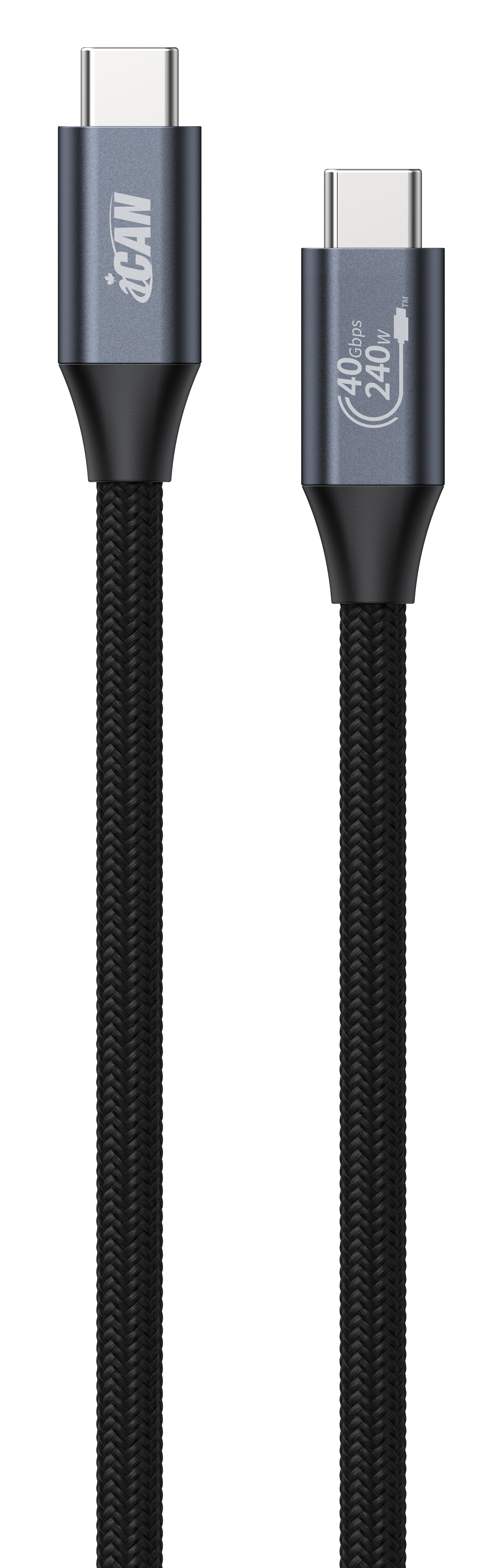 Câble iCAN USB4 Type-C Mâle vers Type-C Mâle, 240W, 6 pieds