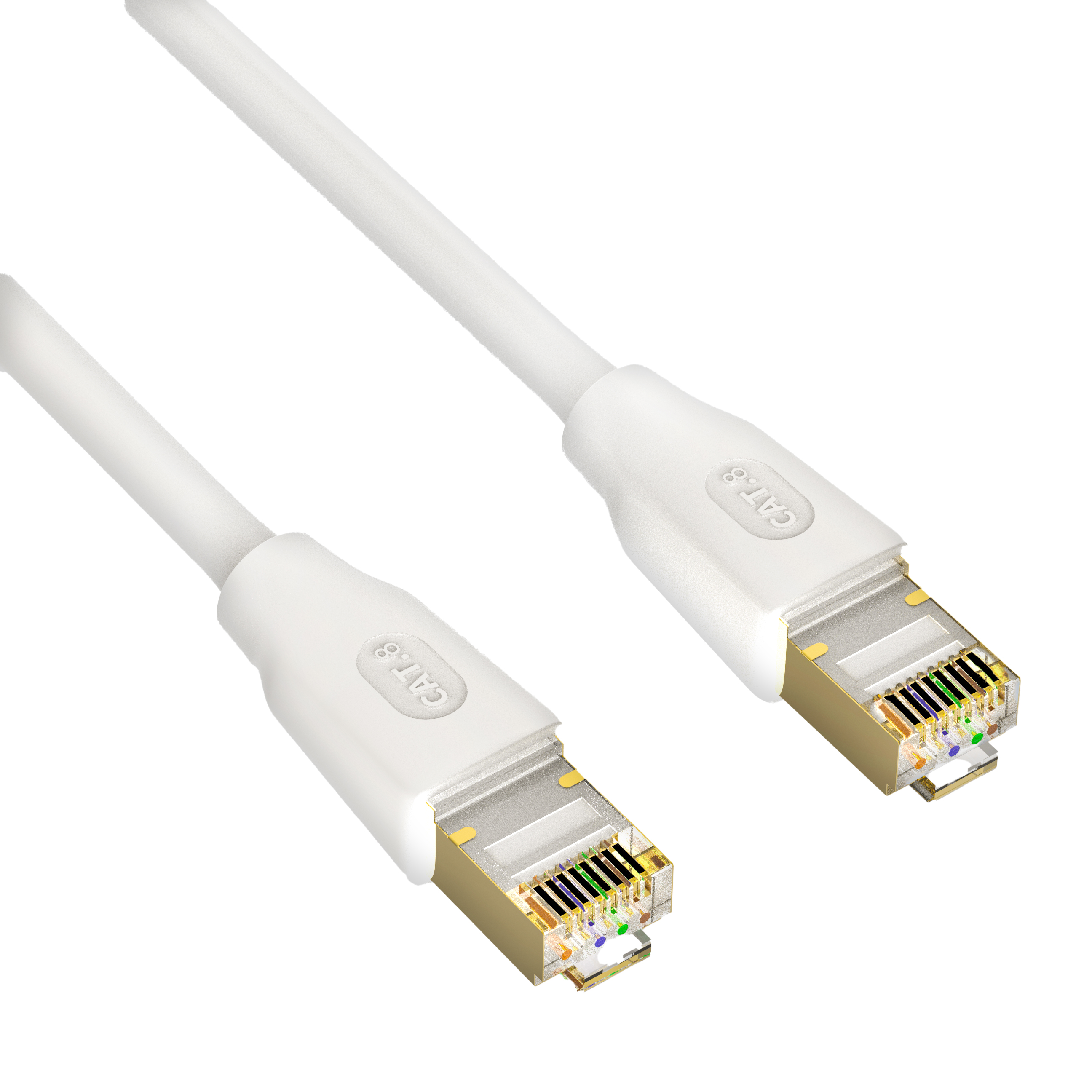 iCAN CAT8 Premium Ethernet Cable, S/FTP, 40Gbps 2000MHz,  100FT, White