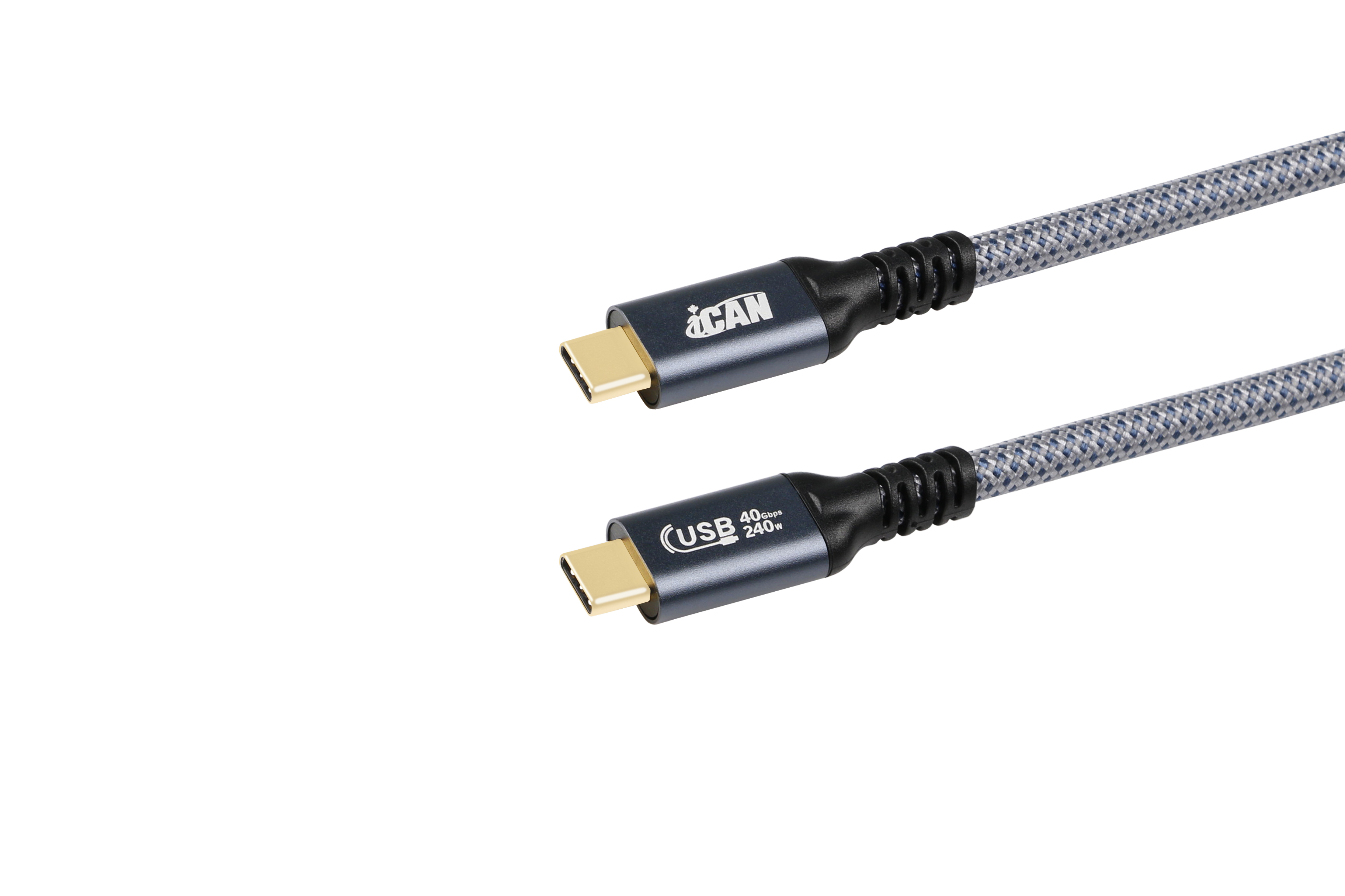 iCAN USB4 Type-C Male to Type-C Male Cable, 240W, 3ft