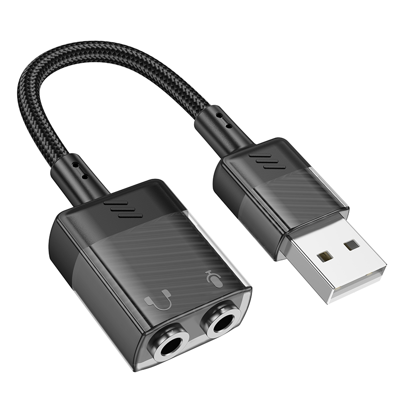 Hoco Type-A Male to 2*3.5mmAudio Female, Nylon braided