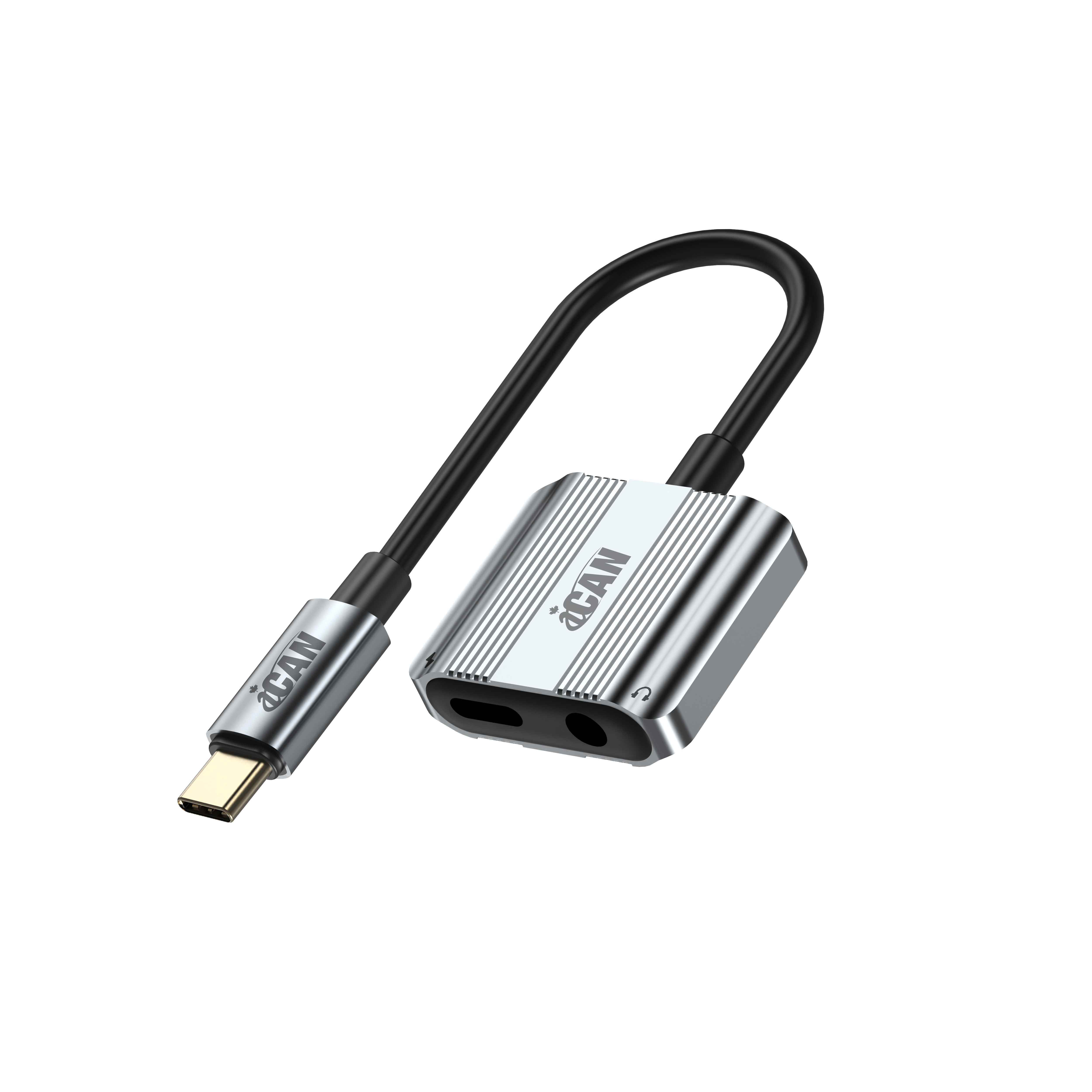 iCAN Type-C Male to Type-C Charging+3.5mm Audio Female Adapter