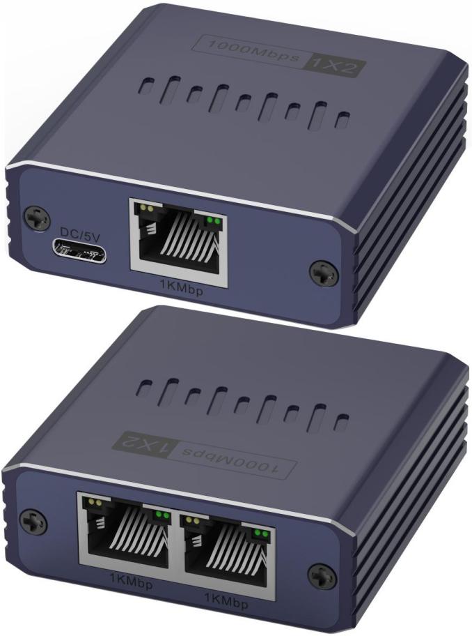 iCAN Gigabit Ethernet Splitter 1 to 2 Network Switch Adapter