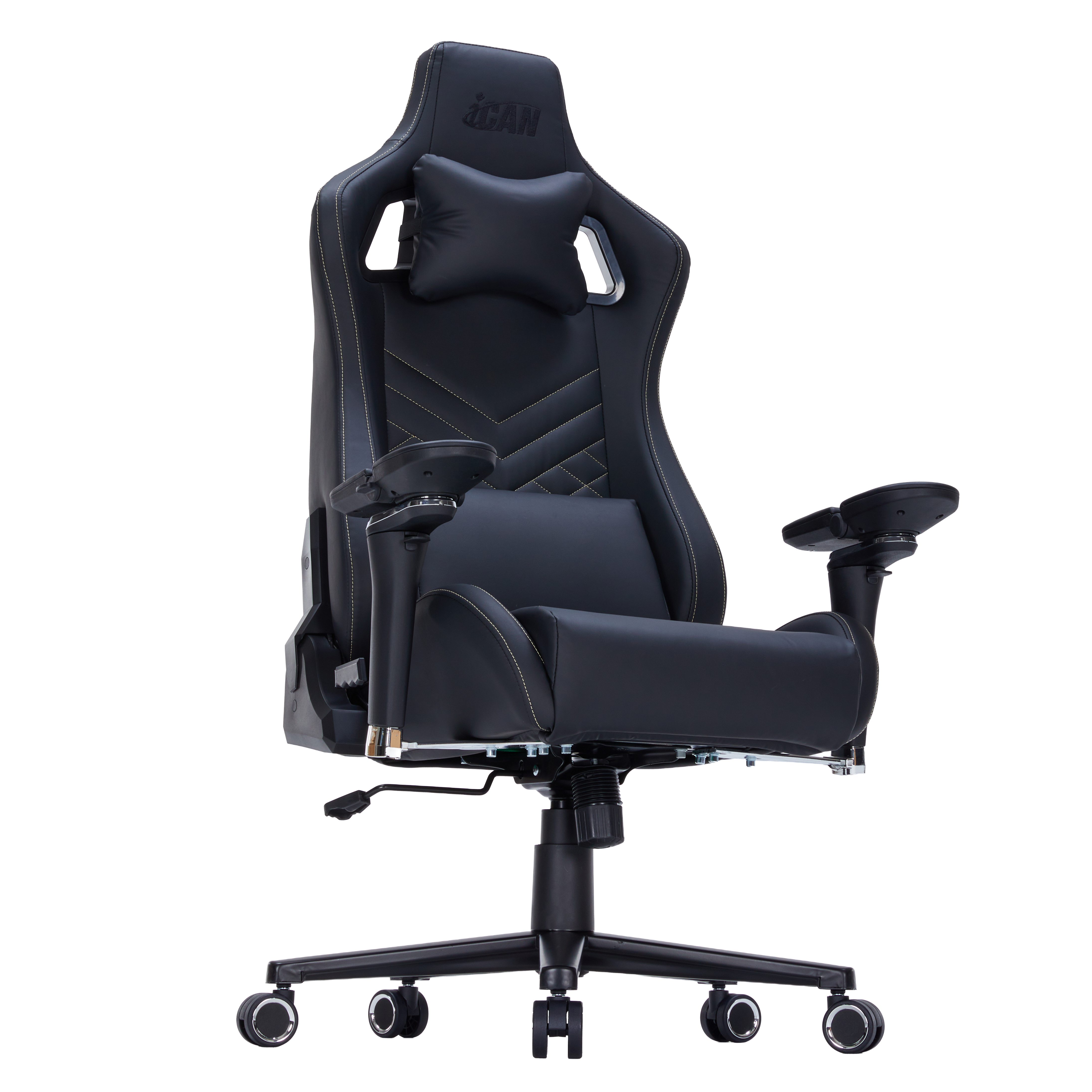 iCAN 97031 Fauteuil Gaming en Cuir PU avec Accoudoirs 6D, Noir