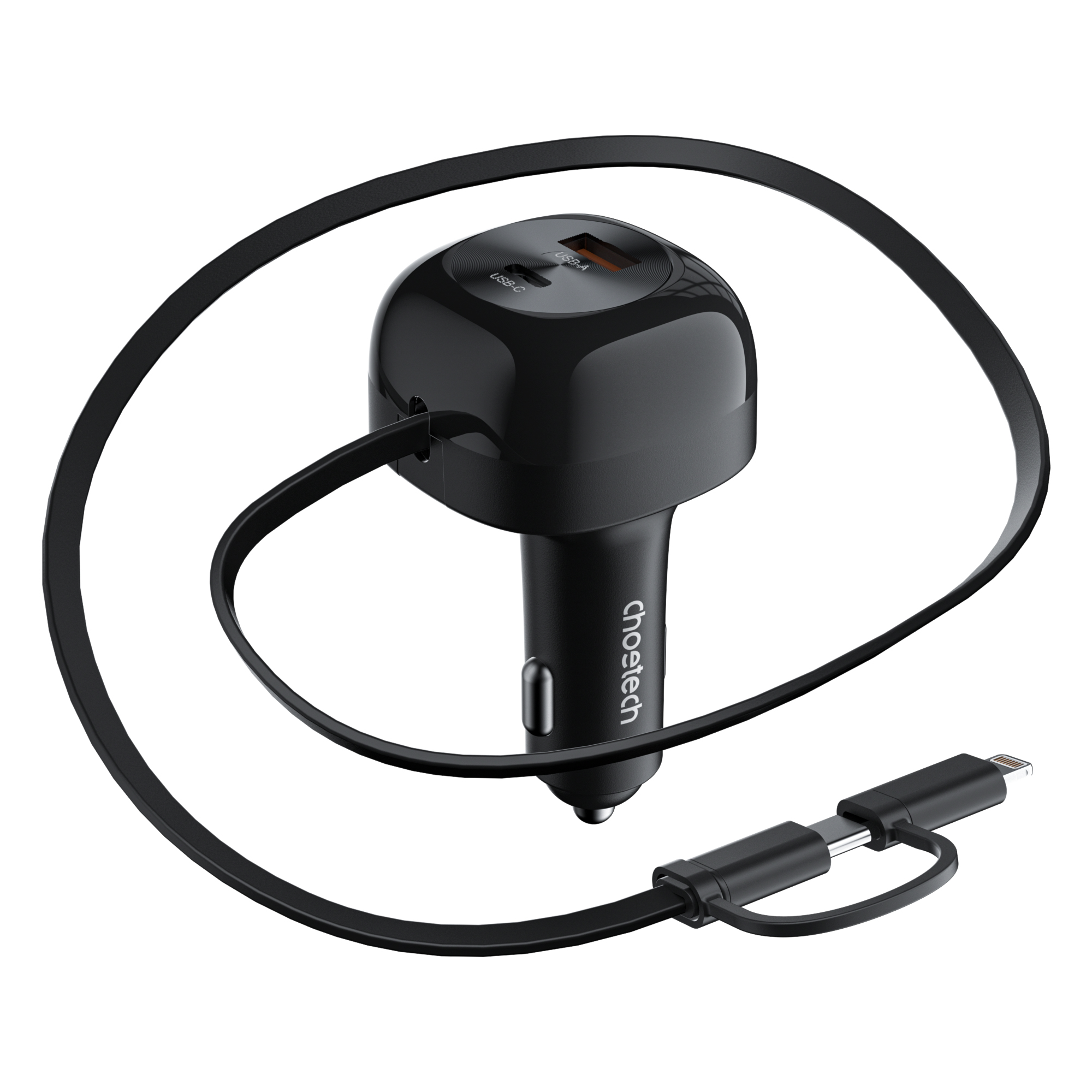 Choetech Chargeur de voiture 75 W à 2 ports avec câble extensible(Open Box)