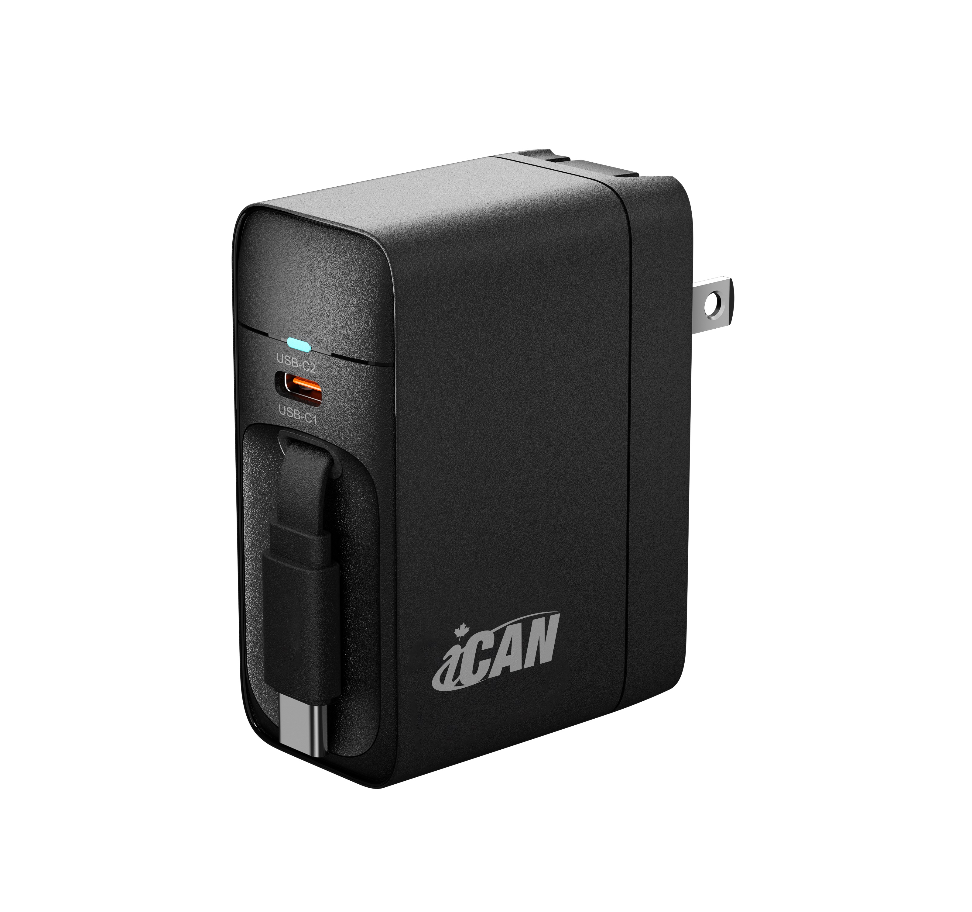 40W USB-C GaN PD Wall Charger with 2.6ft/80cm Type-C Retractable Cable