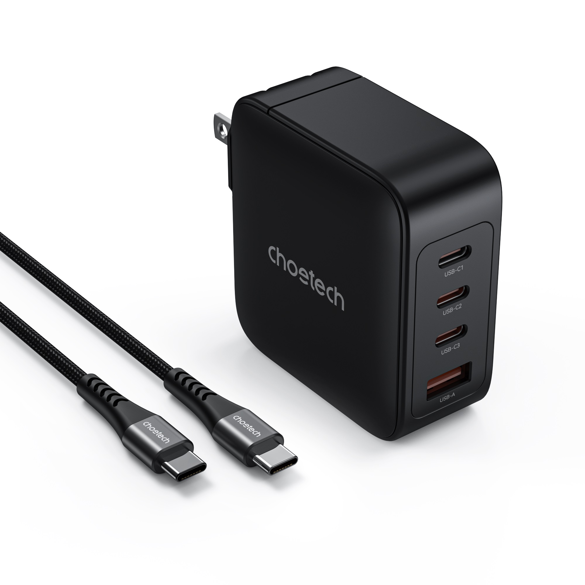 Choetech 140W 4-Port GaN PD Charger with 3.3ft 240W USB-C Cable