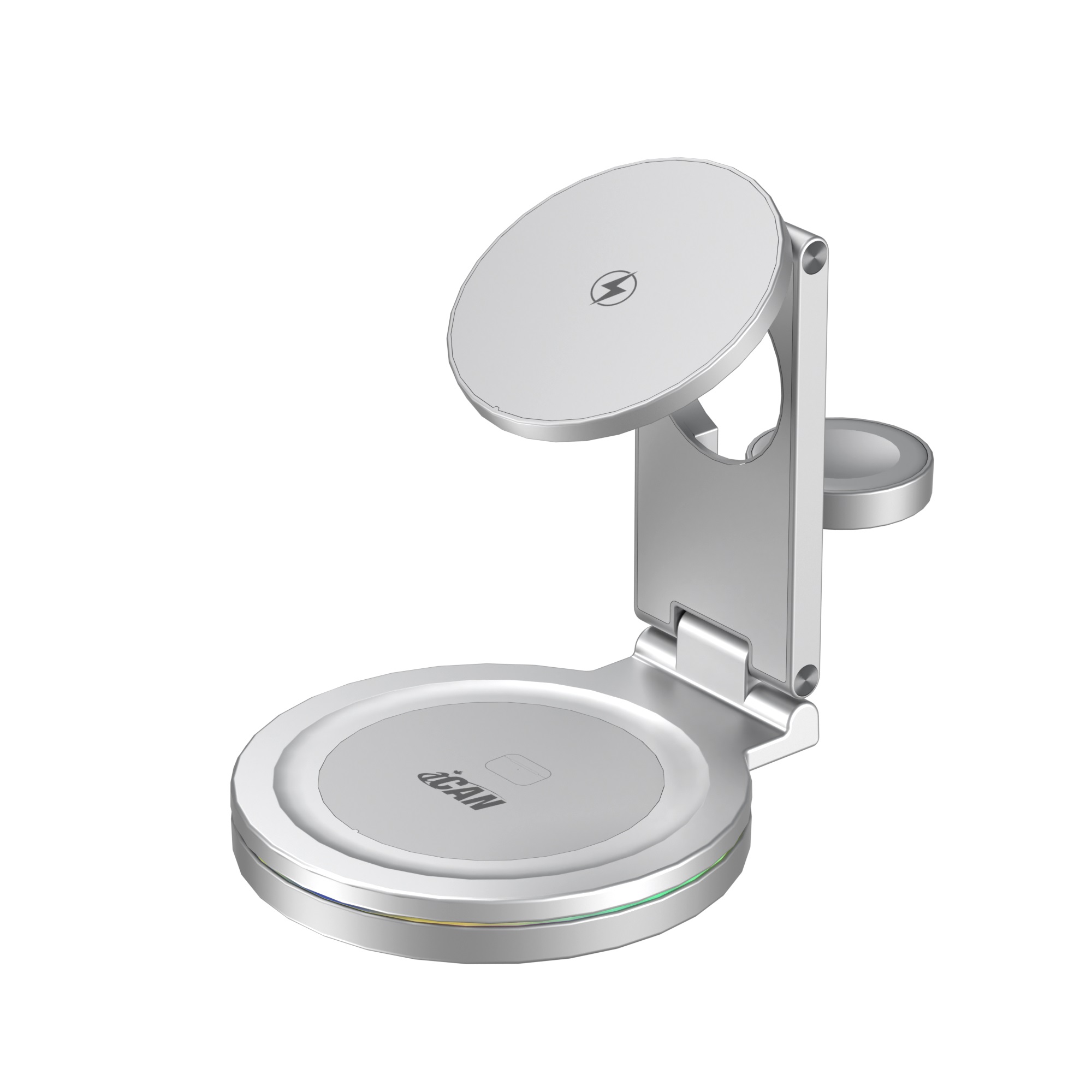 iCAN 3-in-1 360° Rotating 15W Wireless Foldable Charger with RGB Light(Open Box)