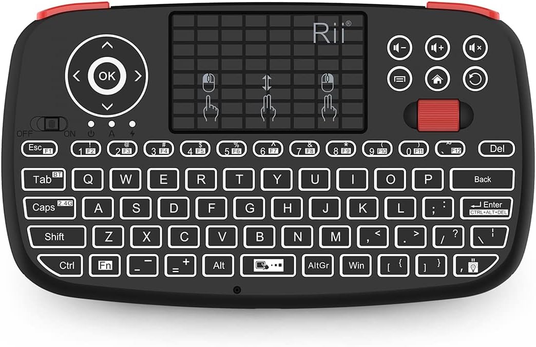 Rii i4 (Dual Model) Mini Bluetooth Keyboard with Touch-pad and 2.4G USB Dongle, Rechargeable Li-ion Battery.(Open Box)