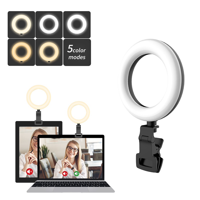 iCAN 5'' Adjustable Selfie Ring Light with Clip，5 Color Modes(Open Box)