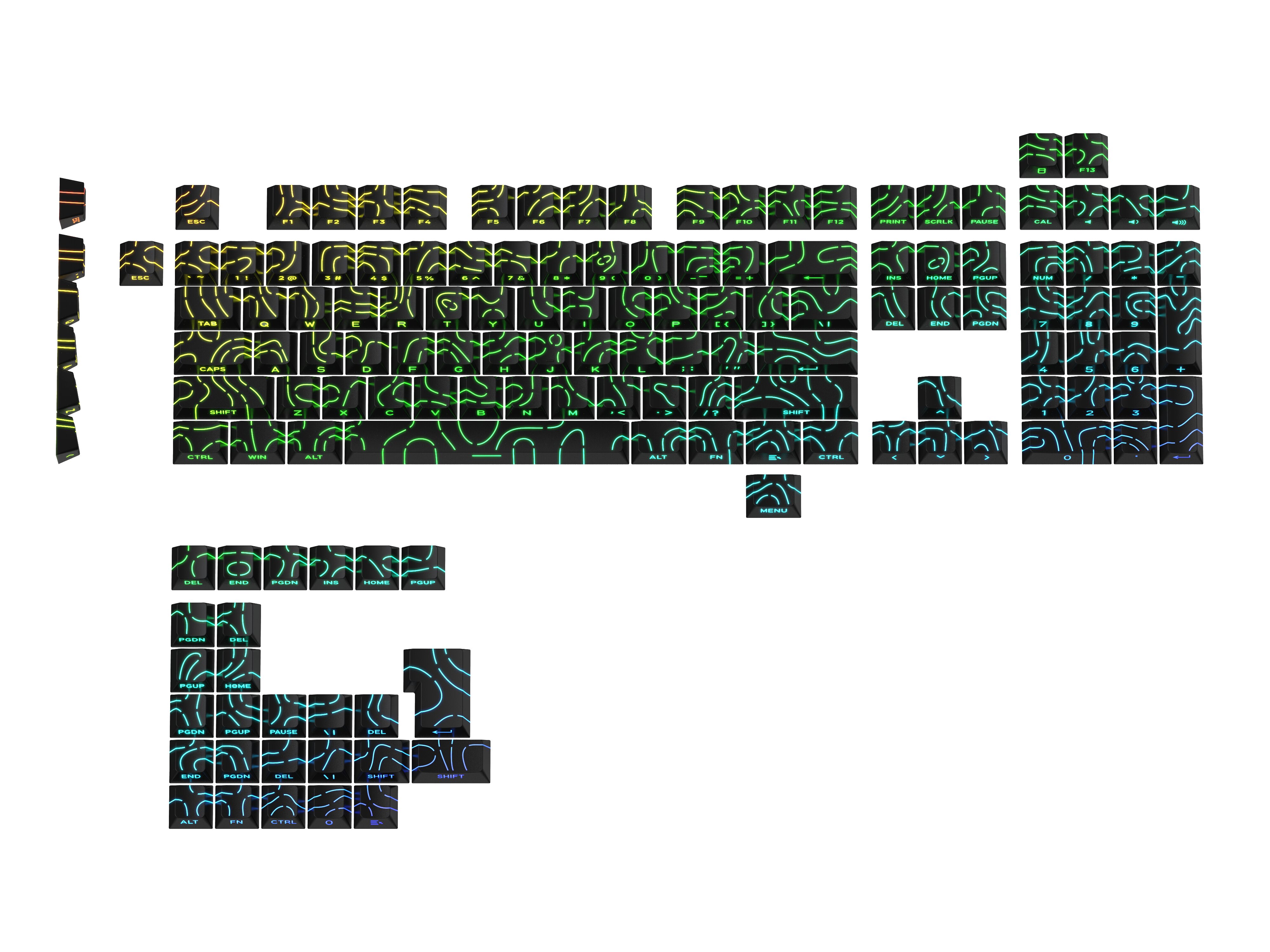 GAOXD Ligne de contour Touches en PBT Double-shot de profil Cherry