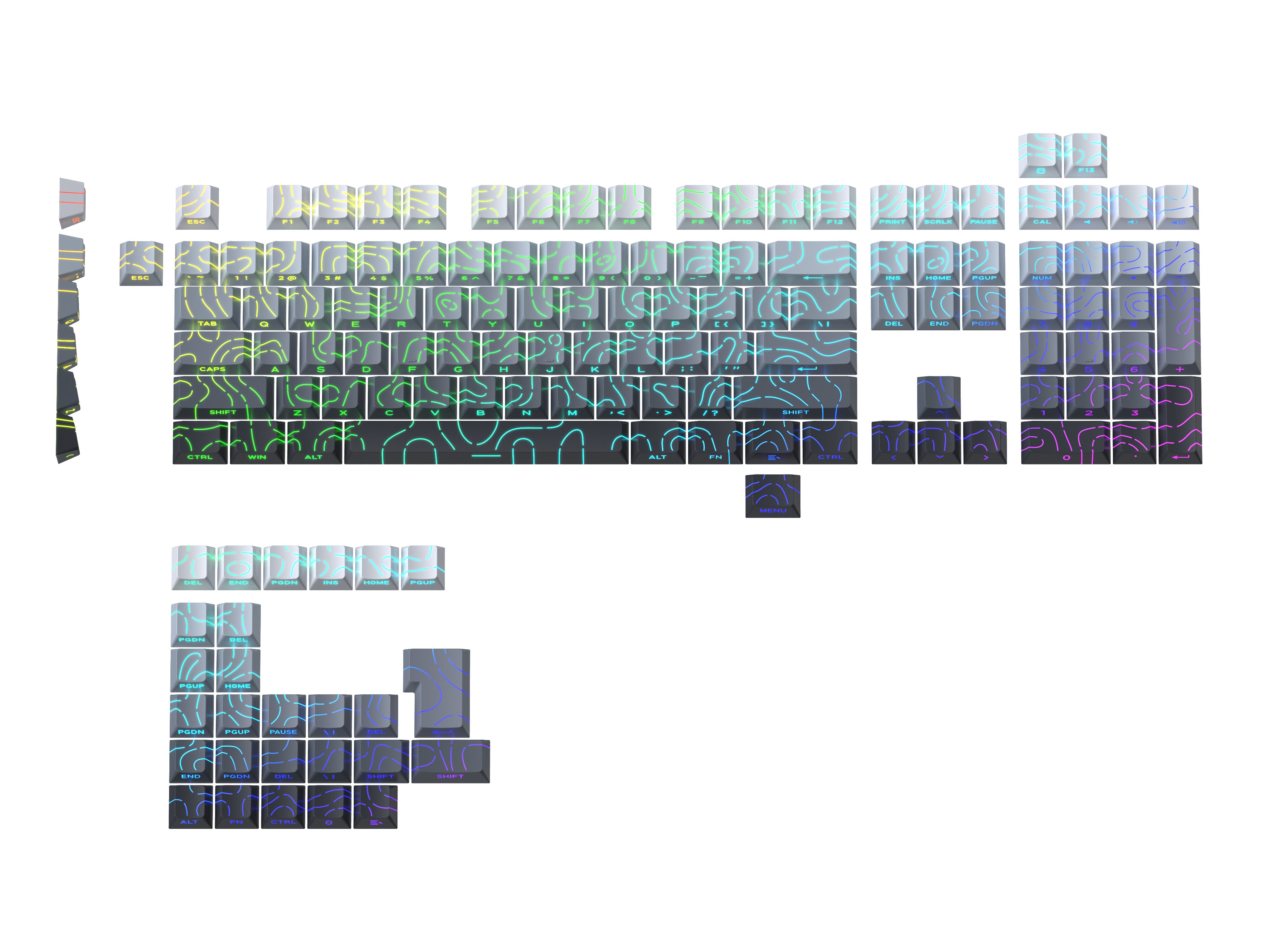 GAOXD Ligne de contour Touches en PBT Double-shot de profil Cherry