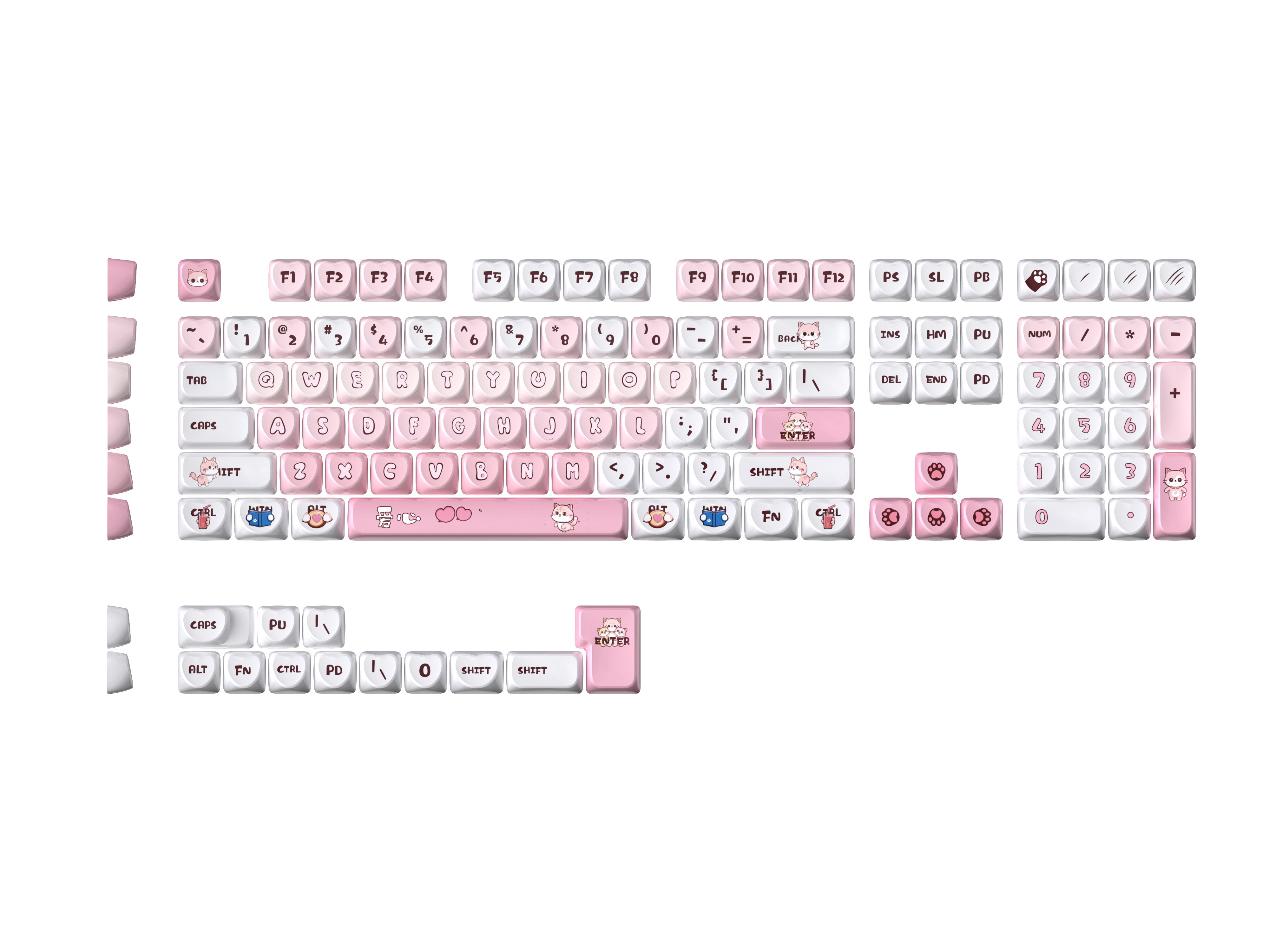 GAOXD Heart-Shaped PBT Dye Sub OEM Profile Keycaps