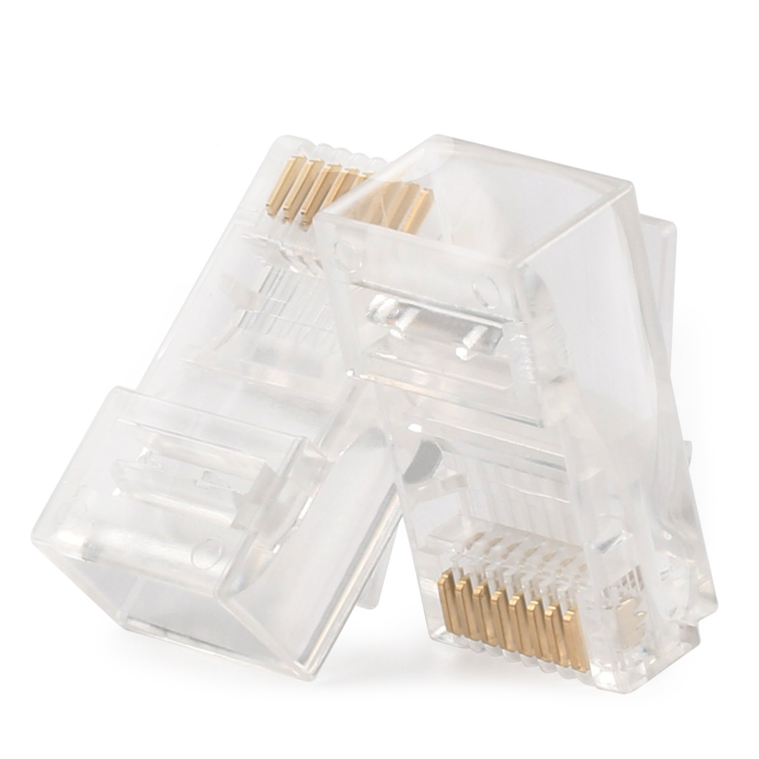 iCAN RJ45 Cat5e 50 Micron Connector Plugs, 10Pcs