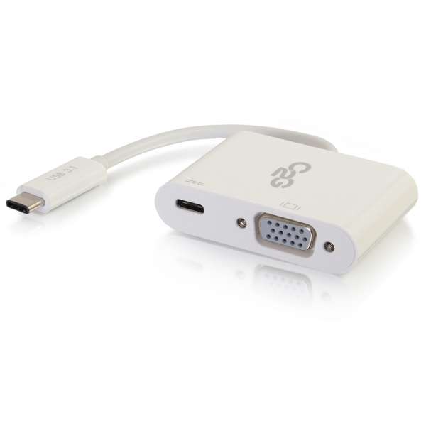 Cables to Go - Convertisseur adaptateur avec alimentation USB-C vers VGA - Blanc (29534)