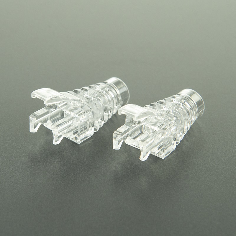 iCAN Cat6 CLEAR Boots Gold-plated RJ45 PLUG and Round Cable, 100 Packs