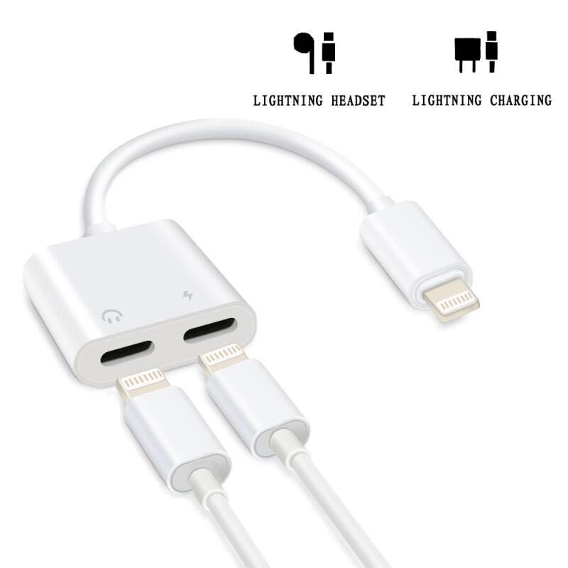 Adaptateur audio et charge double Lightning pour iPhone, blanc