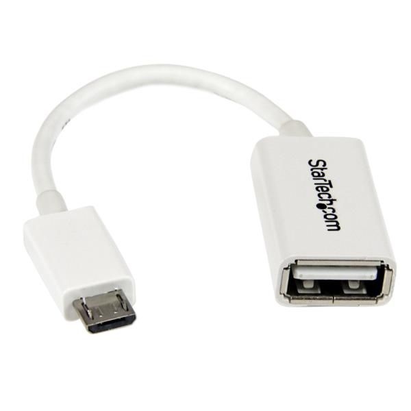 StarTech 5in White Micro USB to USB OTG Host Adapter M/F |UUSBOTGW