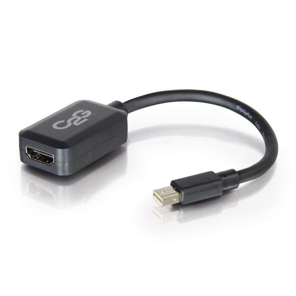 Cables To Go 8in Mini DisplayPort Male to HDMI Female Adapter Converter | Black (54313)