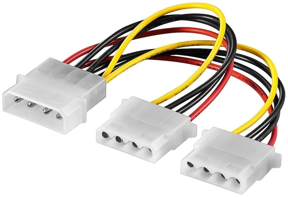 Câble/cordon de répartition de l'alimentation interne de l'ordinateur iCAN, 1 x Molex 4 broches mâle vers 2 x Molex 4 broche...