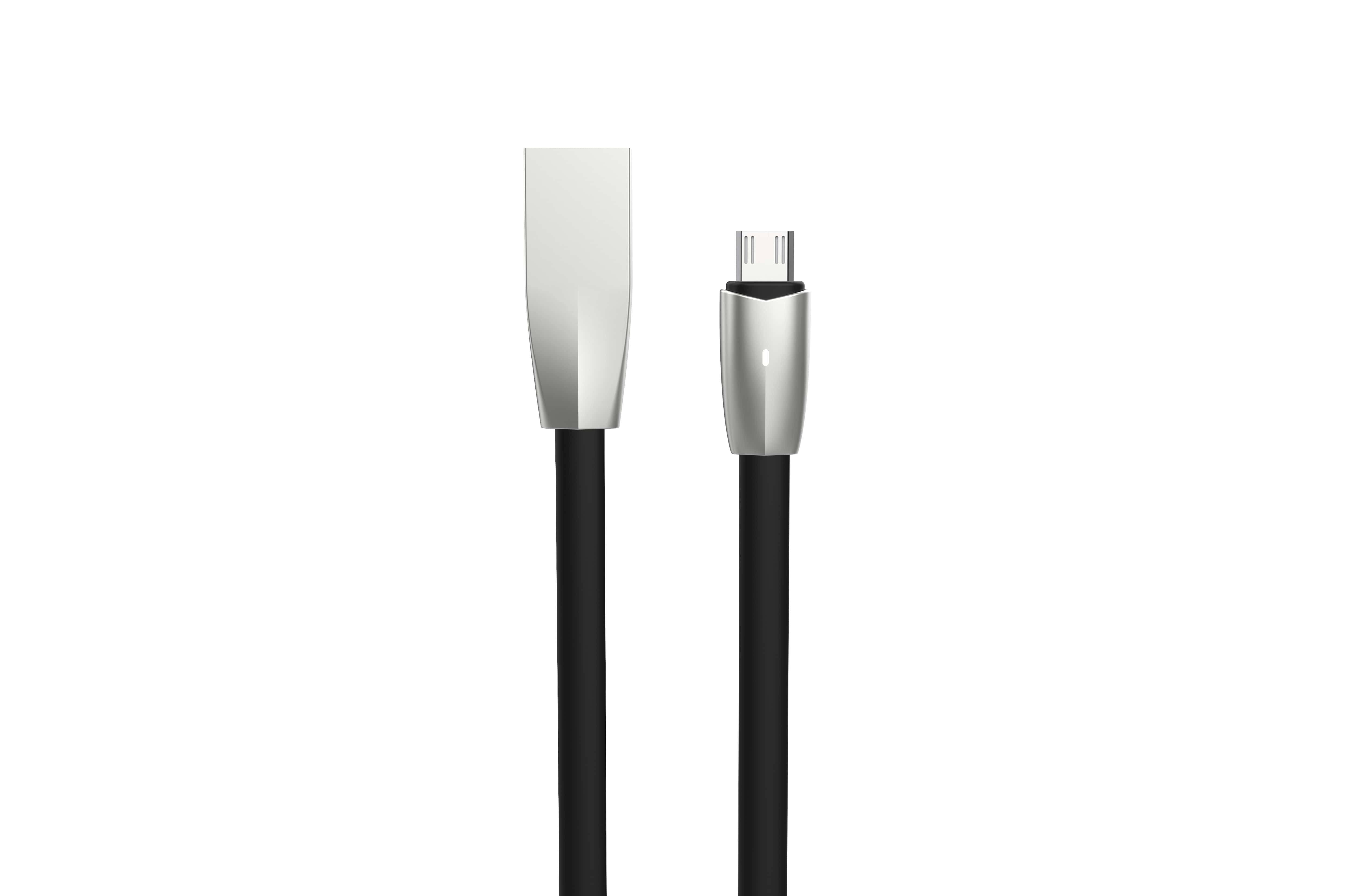 iCAN Micro USB Cable, Zinc Alloy, LED Indicator, 2M, Black