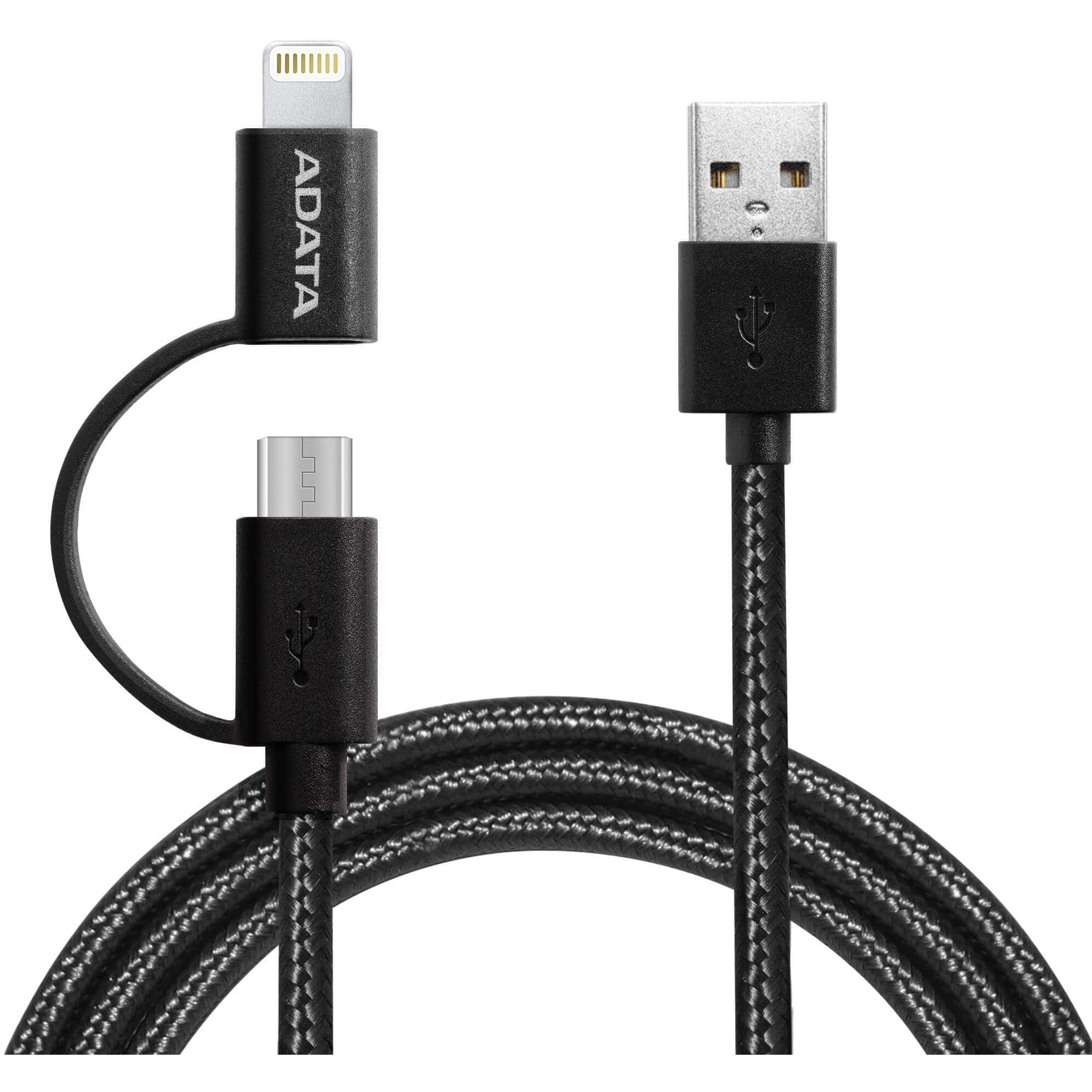 ADATA Sync & Charge Lightning Apple Cable 6.56ft Black 2-in-1
