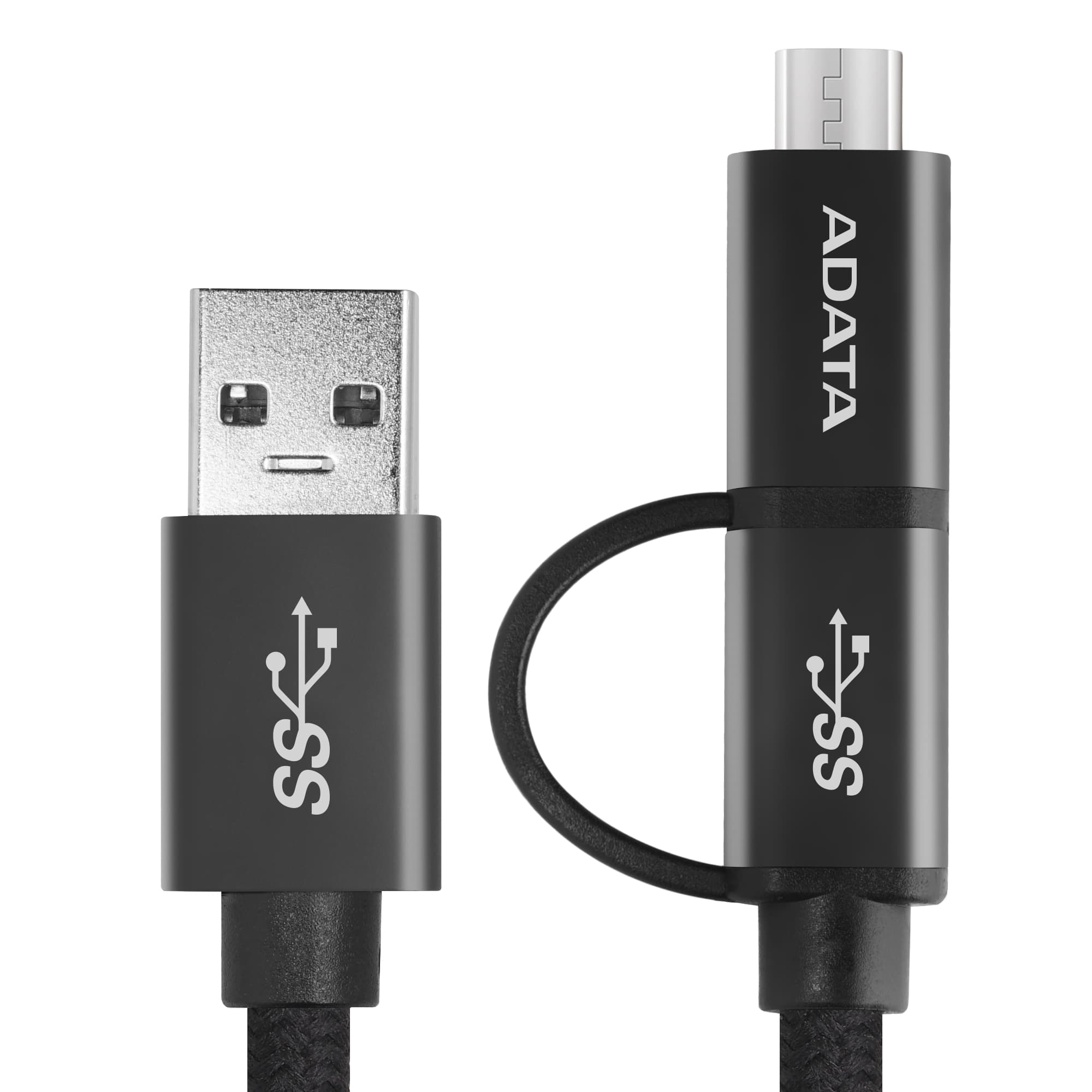 Câble ADATA USB-C/Micro USB 3.1 2-en-1 de 3,28 pieds - Noir