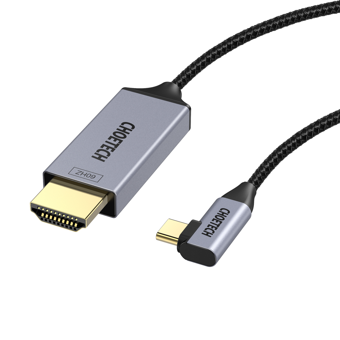 Choetech - Câble Type C vers HDMI, forme L, HDMI 2.0 4K @ 60Hz, Noir