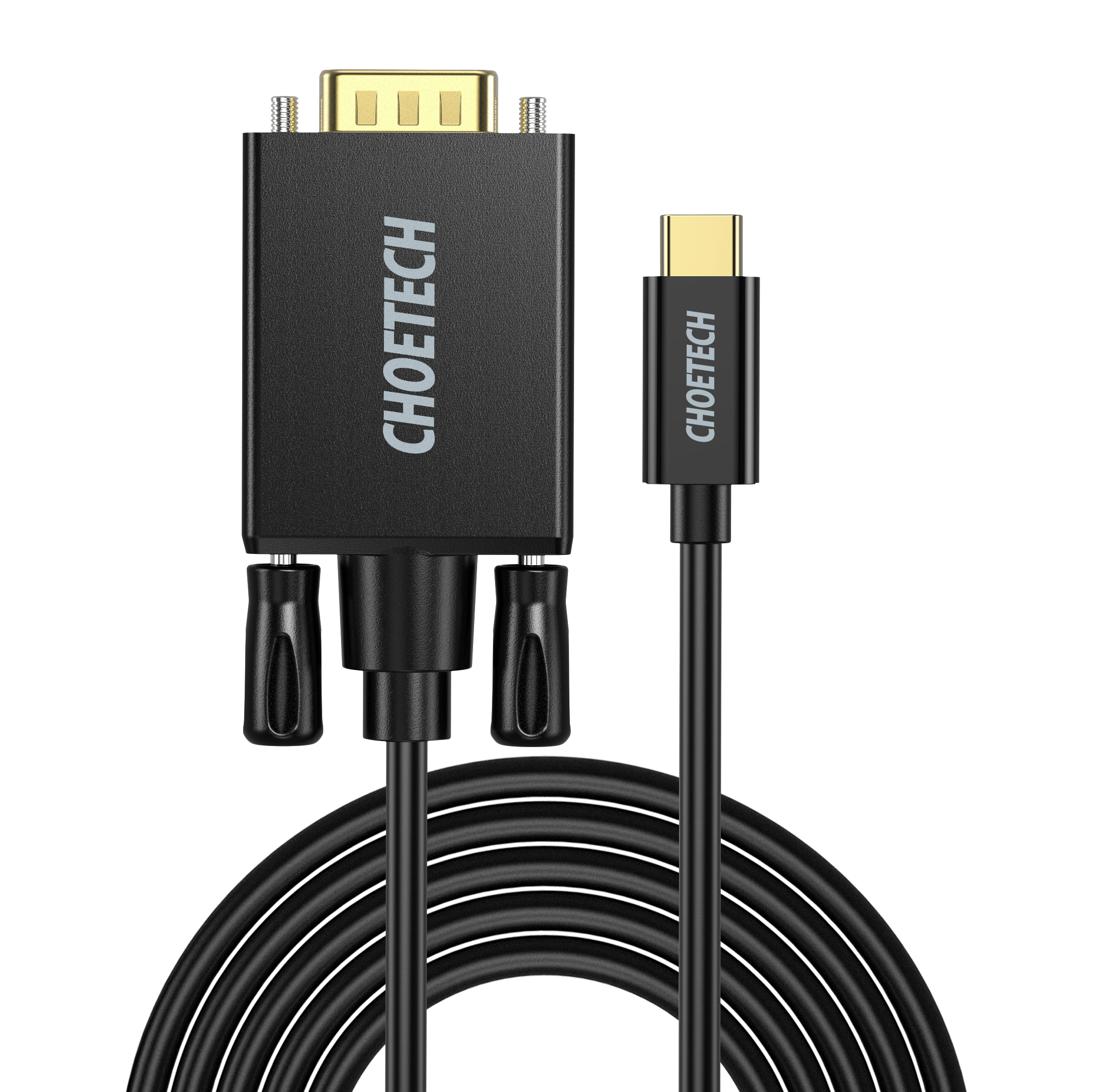 Choetech - Câble USB Type C vers VGA, aluminium,1.8M, gris