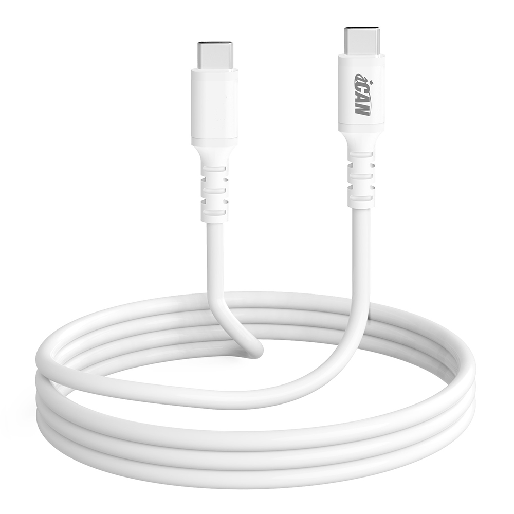 Câble de chargeur iCAN USB Type-C vers Type C 1 m Blanc