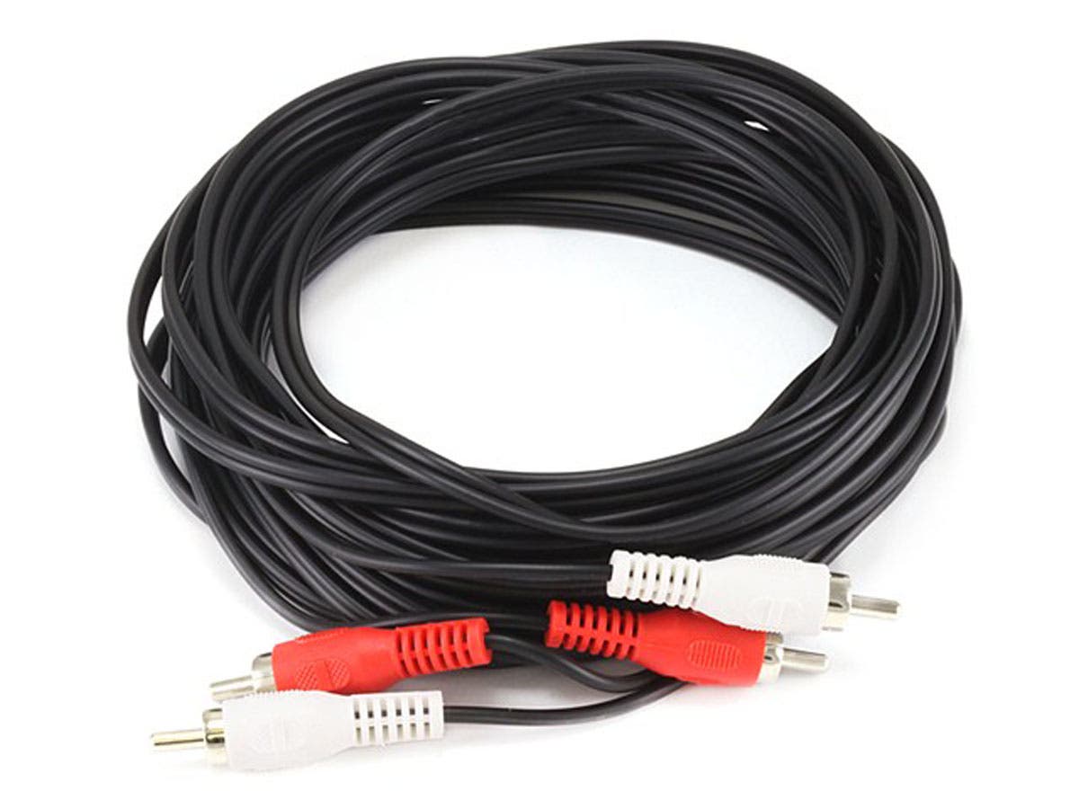 Monoprice 25ft 2 RCA Plug / 2 RCA Plug M / M Cable - Noir