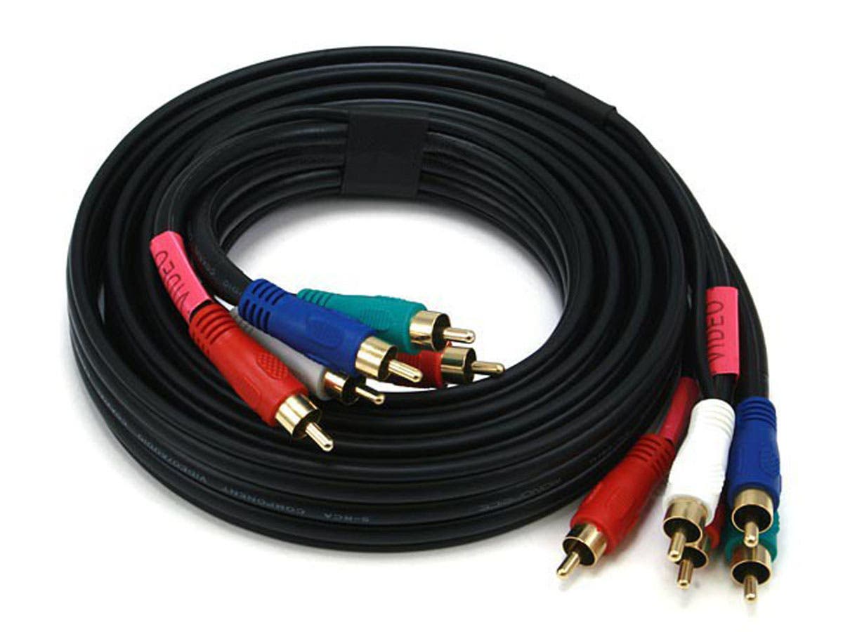 Câble Coaxial Composant Vidéo / Audio Monoprice 6ft 22AWG 5-RCA (RG-59 / U) - Noir