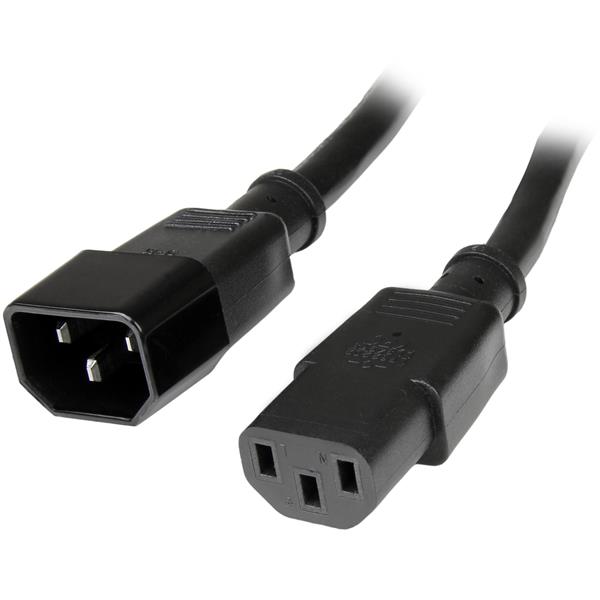 StarTech 14 AWG Computer Power Cord Extension - C14 to C13 - 15A (Black) - 6 ft. (PXT100146)