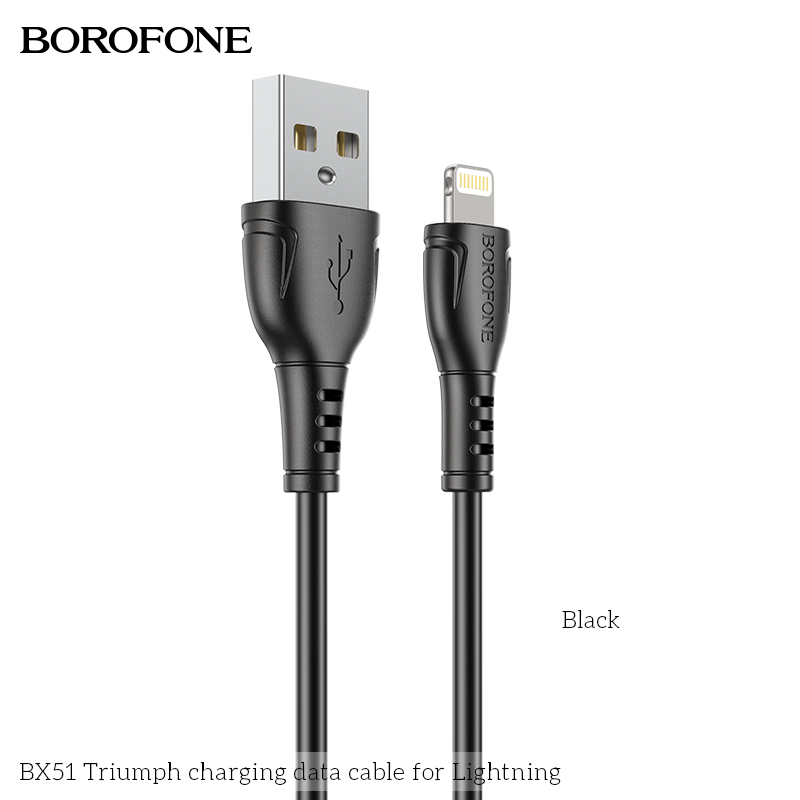HOCO BX51 Triumph charging data cable for Lightning,1M, Black