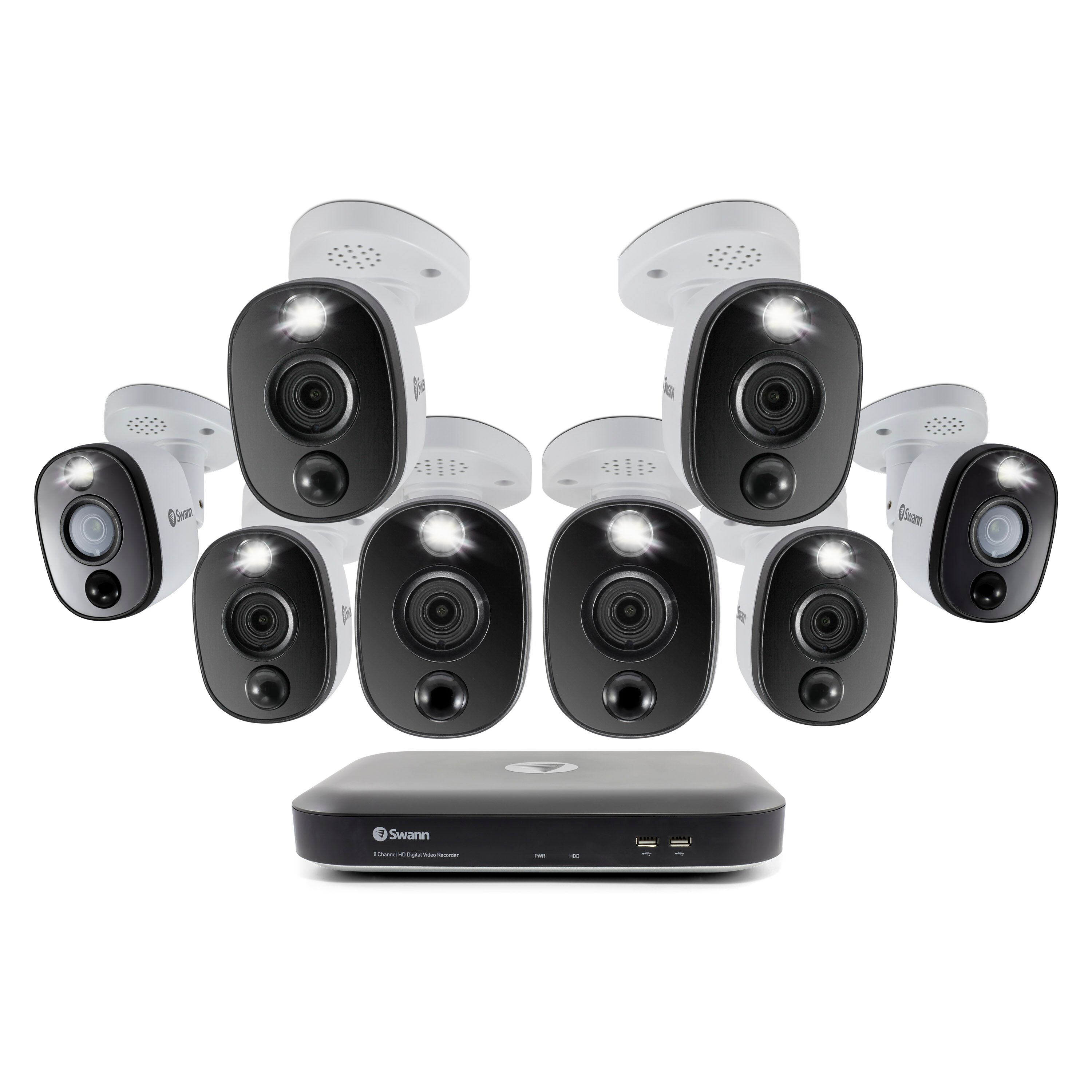 Swann (855808WL) Caméras Ultra HD 4K à détection de chaleur et de mouvement à 8 canaux avec système de sécurité DVR à disque...