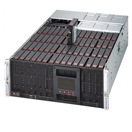 Serveur de stockage en rack Supermicro SSG-6049P-E1CR60L de 4U avec 60 baies - 2x Xeon 4210R, 32 Go, SSD de 240 Go, 60x HDD ...