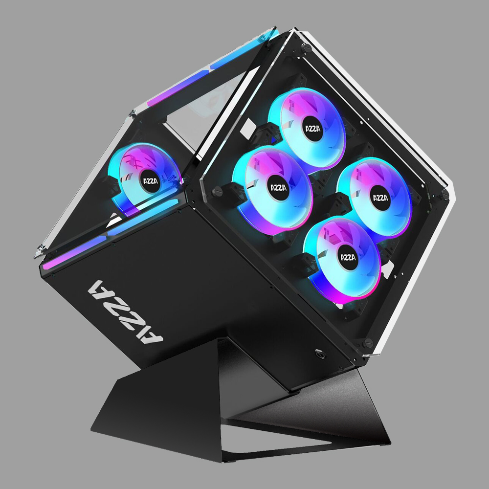 AZZA CUBE 802 ATX Gaming Computer Case, 3 Sides Tempered Glass Windows