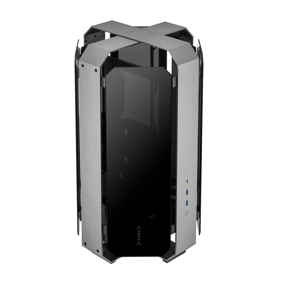 AZZA Opus 809 ATX Case - Dual Orientation - CNC-Milled Aluminum - 4-Side Tempered Glass 360 degree view-included 300MM long PCI