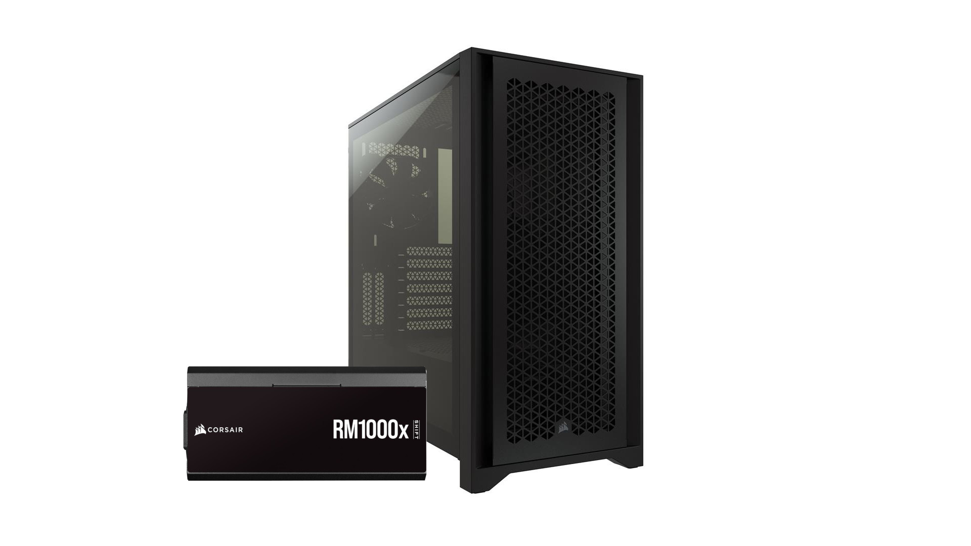 CORSAIR 4000D Airflow w/ Pre-installed RM1000x Shift Power Supply, Black