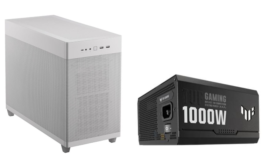 ASUS AP201 MicroATX Mesh Case - White + TUF Gaming 1000W PSU