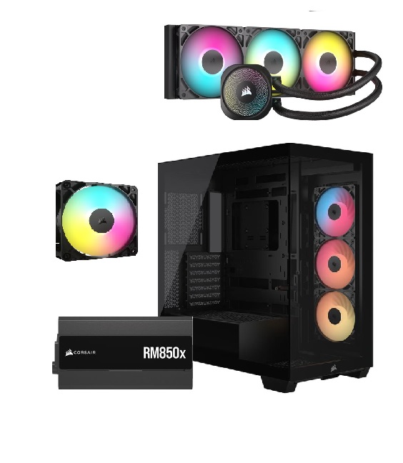 CORSAIR 3500X RS-R ARGB, RM850x PSU, NAUTILUS 360 ARGB AIO