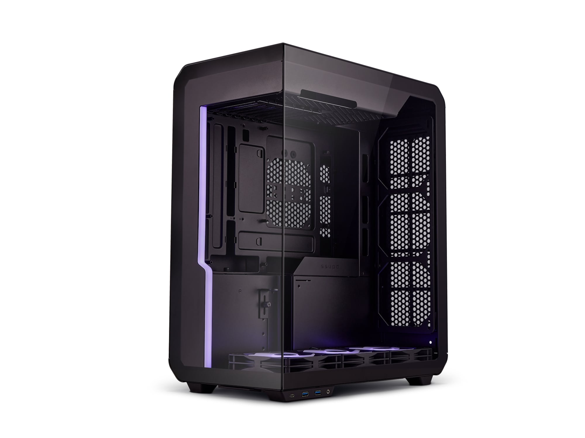 SSUPD Xhuttle Black ATX Mid Tower Gaming Case, Dual Chamber, Tempered