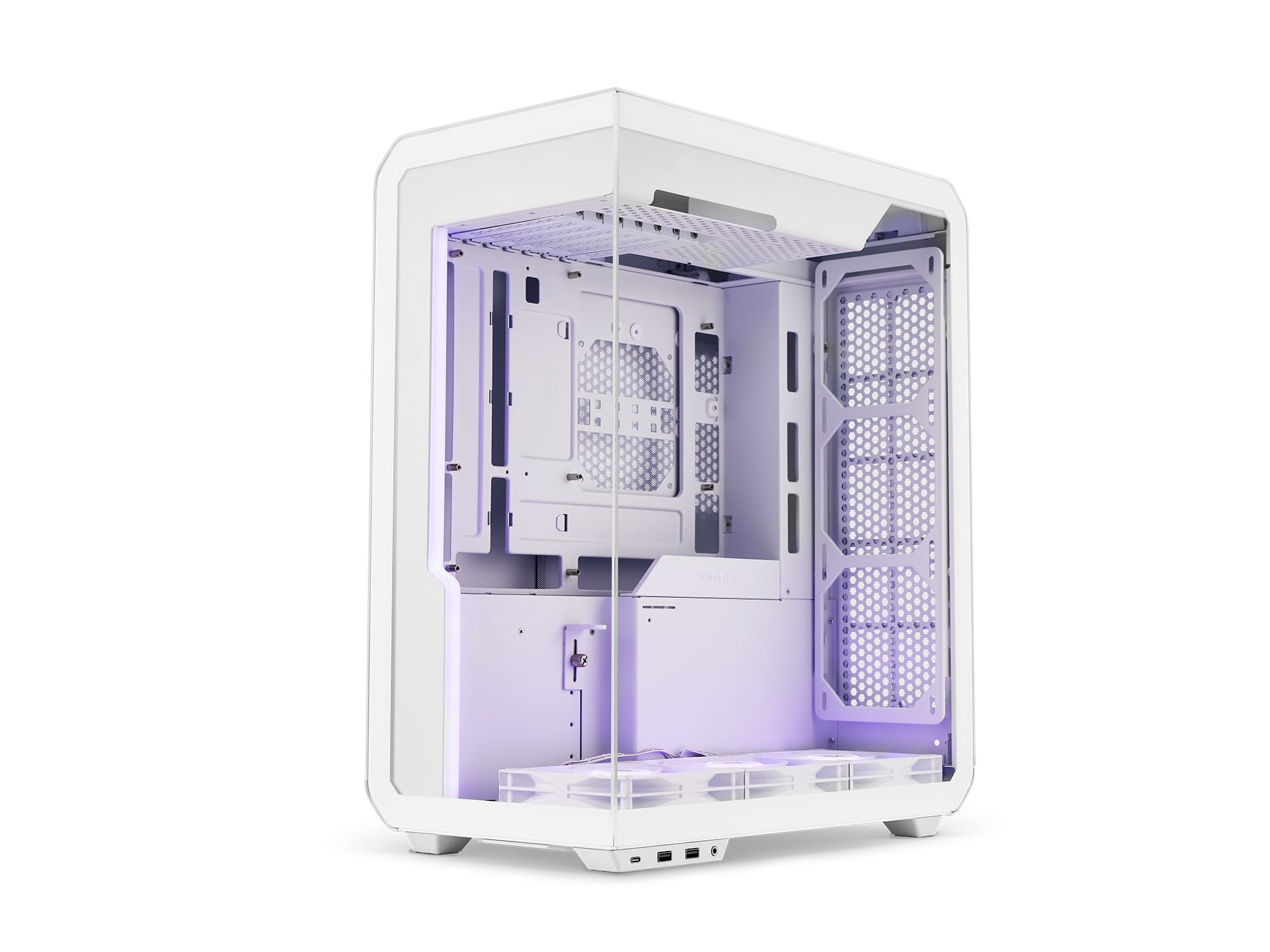 SSUPD Xhuttle White ATX Mid Tower Gaming Case, Dual Chamber, Tempered